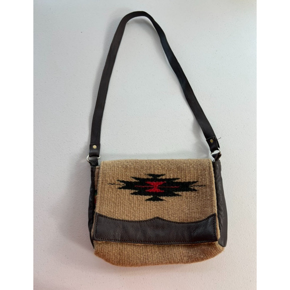 El Paso Shoulder Bag Saddleblanket Co. Southwest Aztec 90% Wool Brown Multicolor - Picture 1 of 12